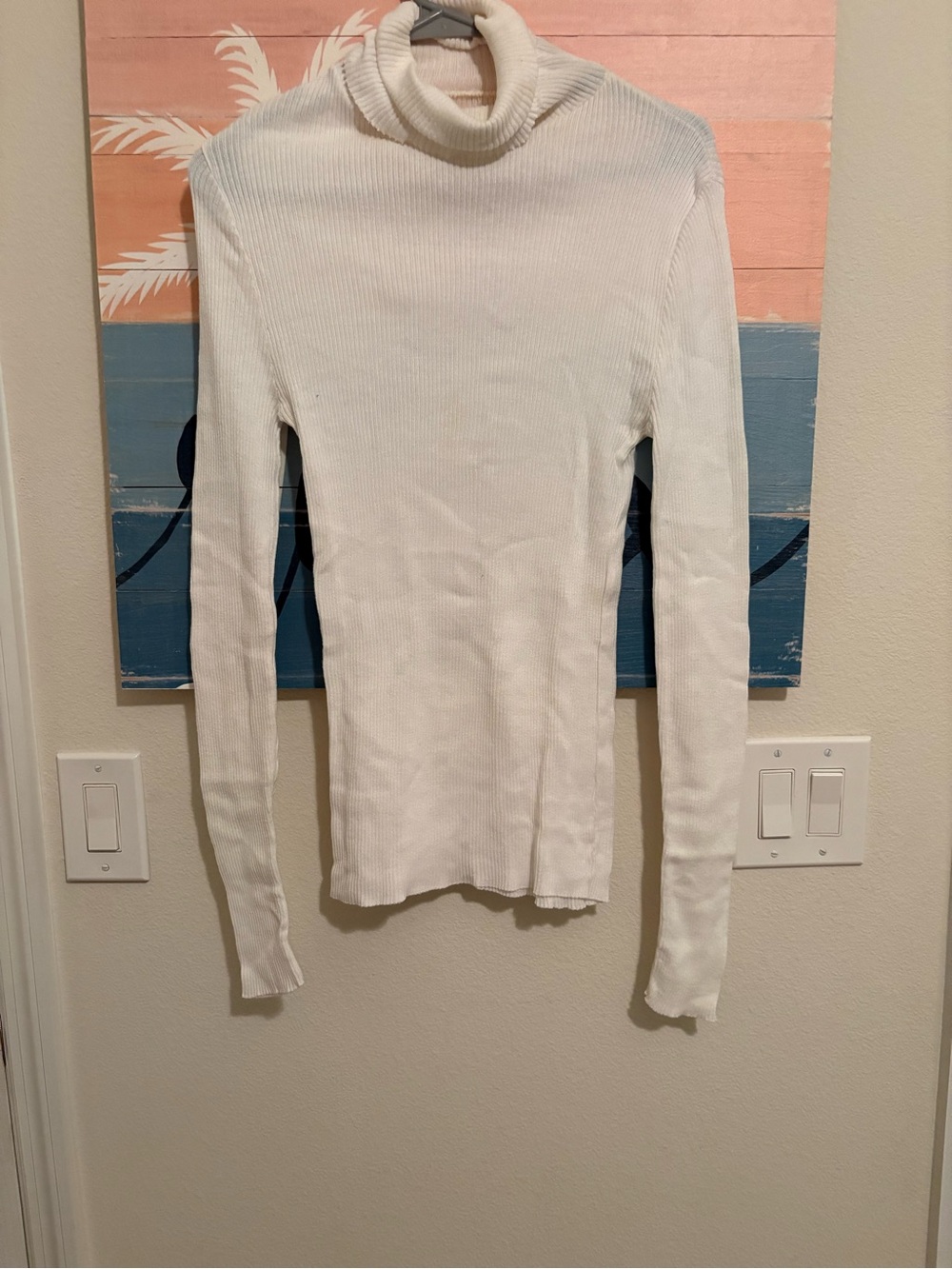 Vintage- Pierre Cardin White Ribbed Turtleneck Long Sleeve Top